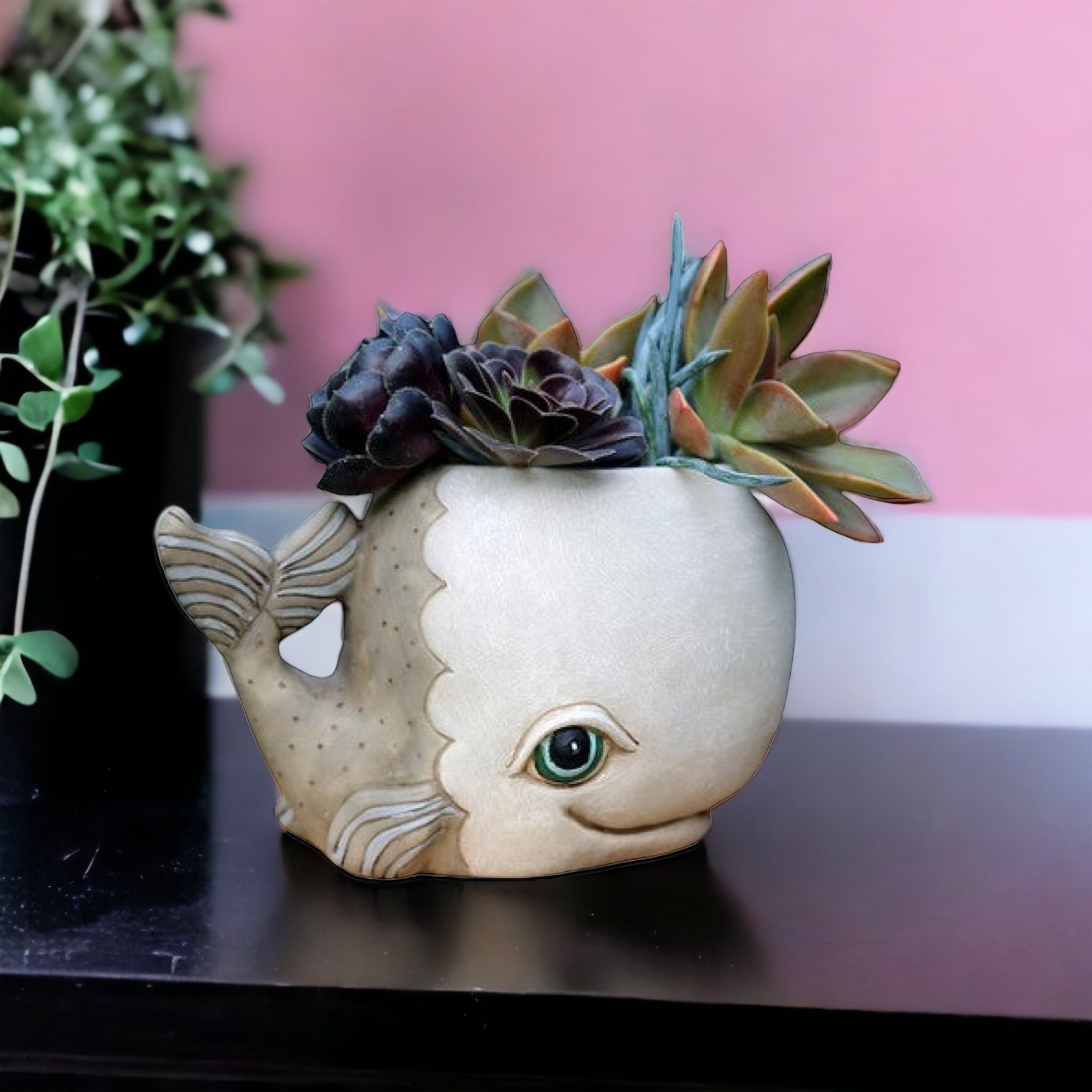 Whale Grey Funky Pot Planter Large - The Renmy Store Homewares & Gifts 