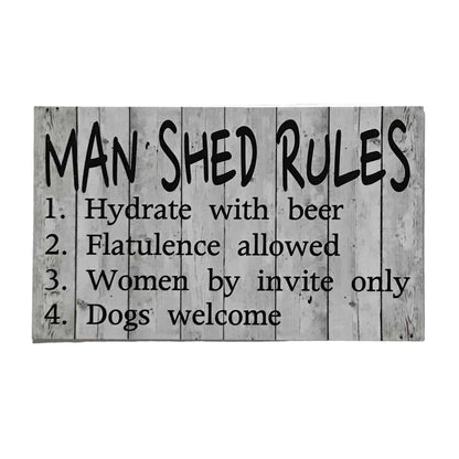 Man Shed Rules White Wash Sign - The Renmy Store Homewares & Gifts 