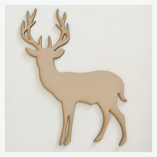 Deer Stag Standing Wild Reindeer Raw MDF Timber DIY Craft - The Renmy Store Homewares & Gifts 