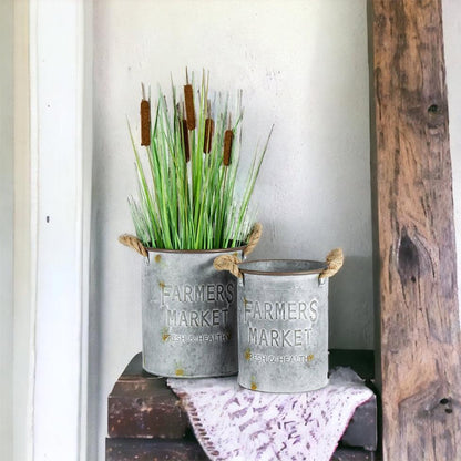 Farmers Market Vintage Bucket Planter Vase Set - The Renmy Store Homewares & Gifts 