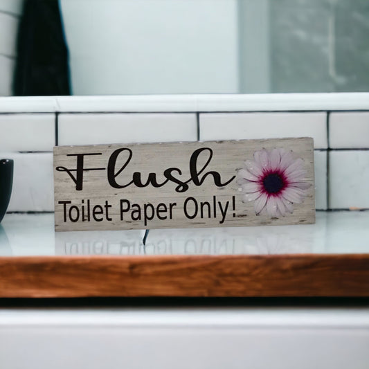 Flush Toilet Paper Only with Flower Sign - The Renmy Store Homewares & Gifts 