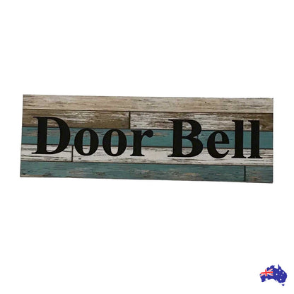 Door Bell Blue Timber Style Sign - The Renmy Store Homewares & Gifts 