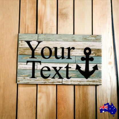 Anchor Nautical Blue Boat Custom Personalised Sign - The Renmy Store Homewares & Gifts 