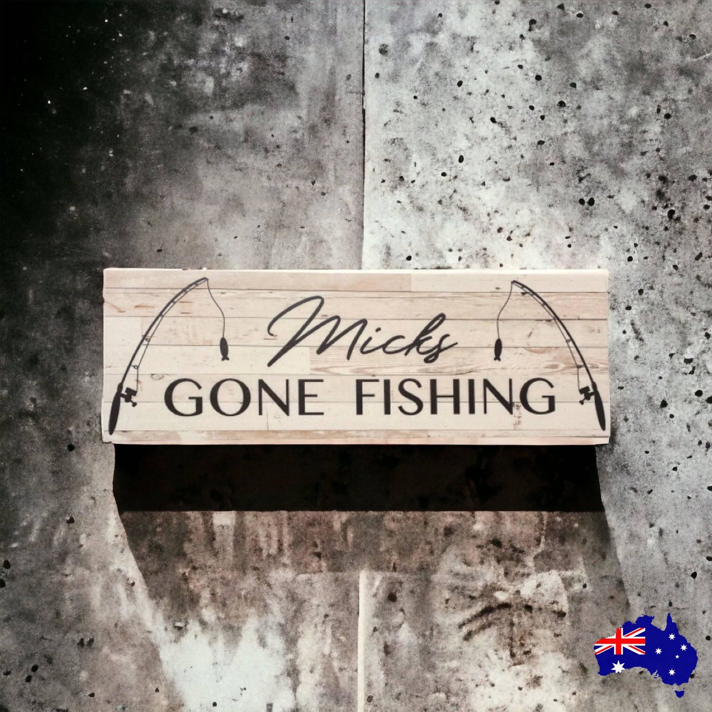 Gone Fishing Rustic Style Custom Sign - The Renmy Store Homewares & Gifts 