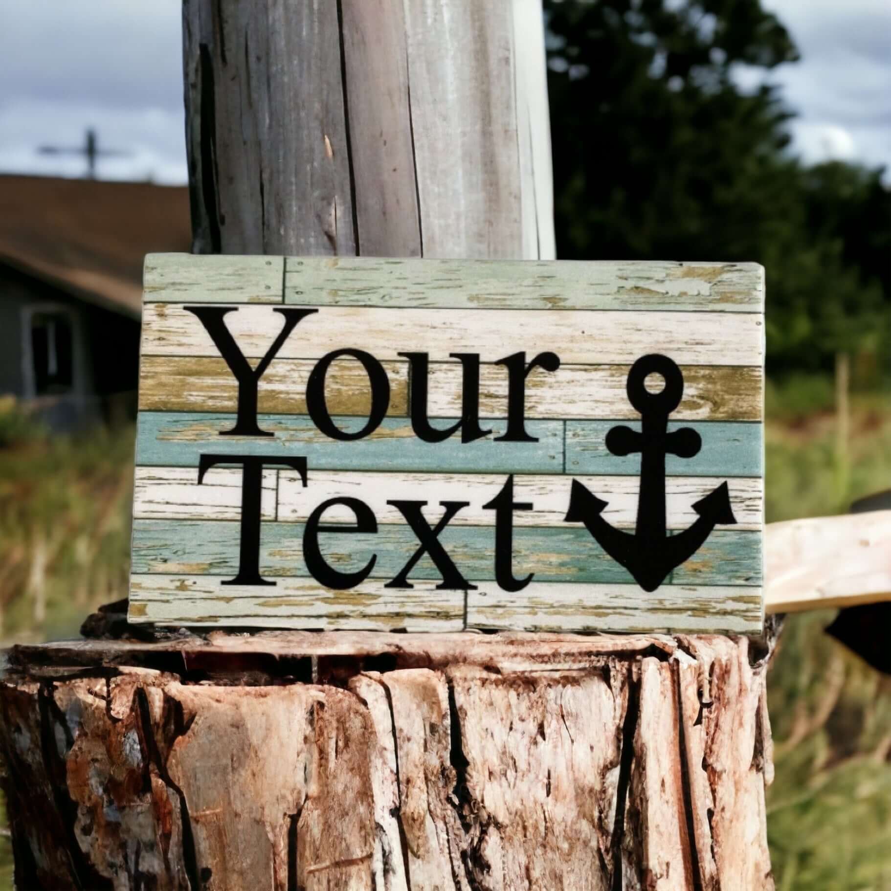 Anchor Nautical Blue Your Text Custom Wording Sign - The Renmy Store Homewares & Gifts 