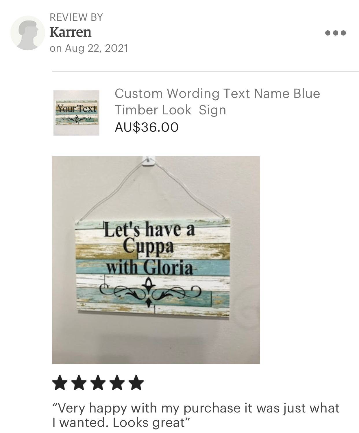 Custom Personalised Blue Timber Look Sign - The Renmy Store Homewares & Gifts 