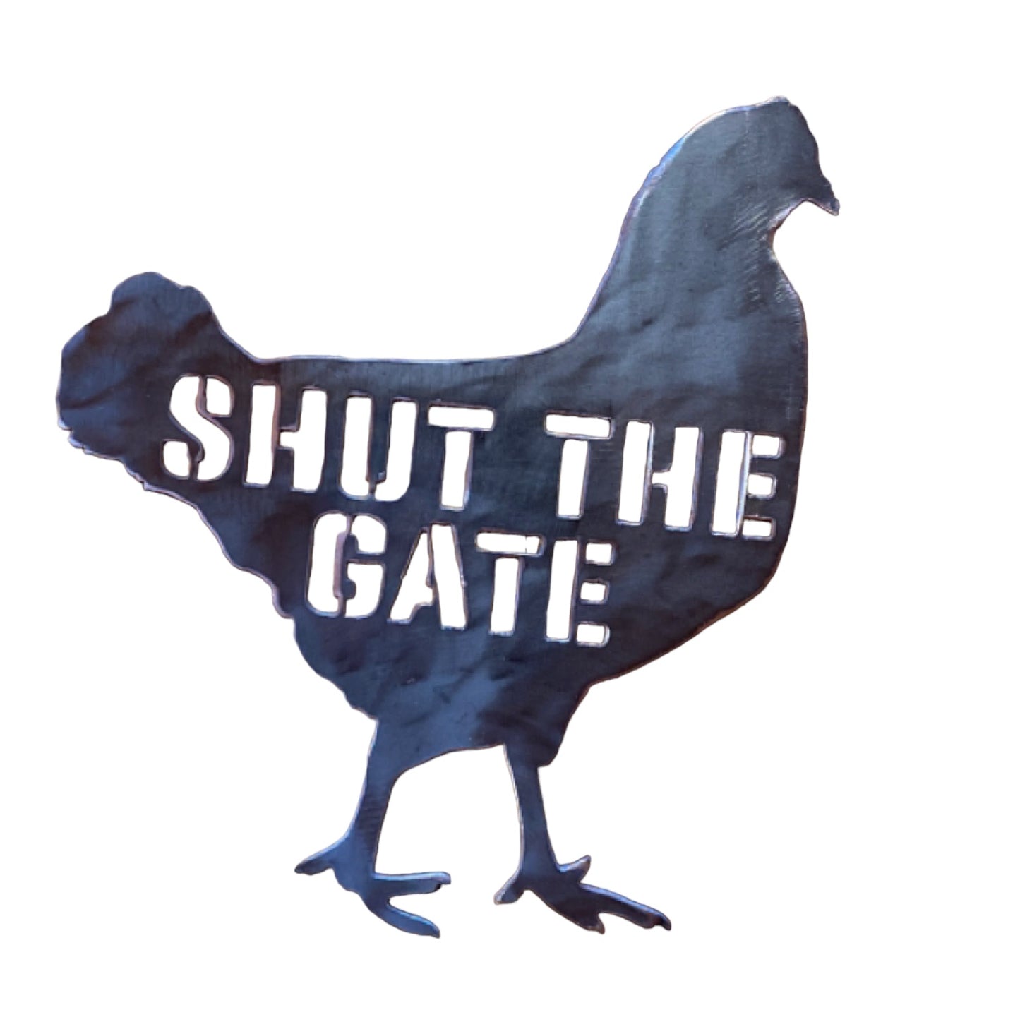 Chicken Shut The Gate Steel Metal Sign