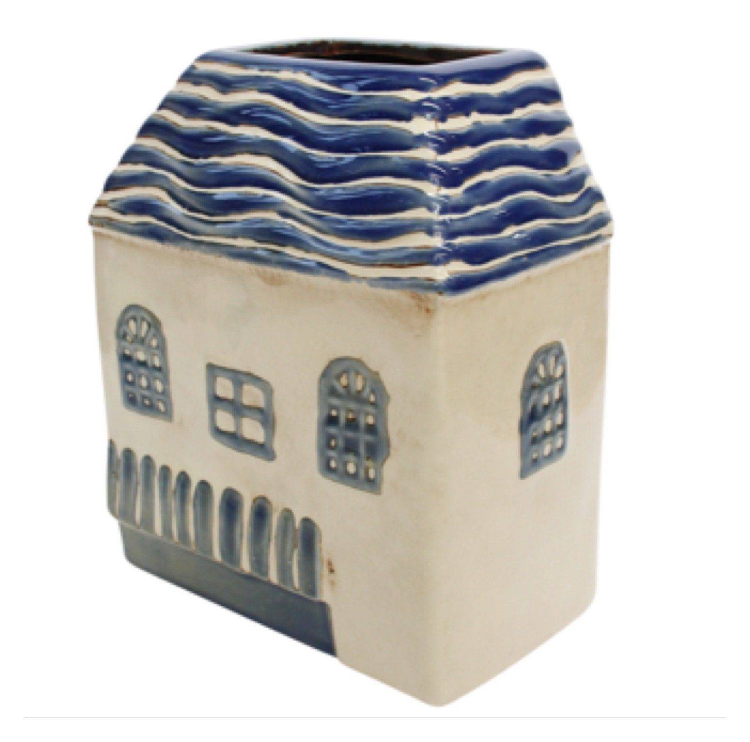 Village House Blue Pot Plant Garden - The Renmy Store Homewares & Gifts 