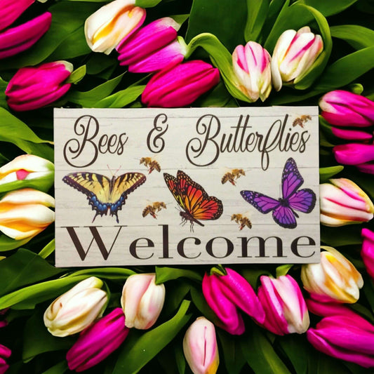 Bees & Butterflies Welcome Sign - The Renmy Store Homewares & Gifts 