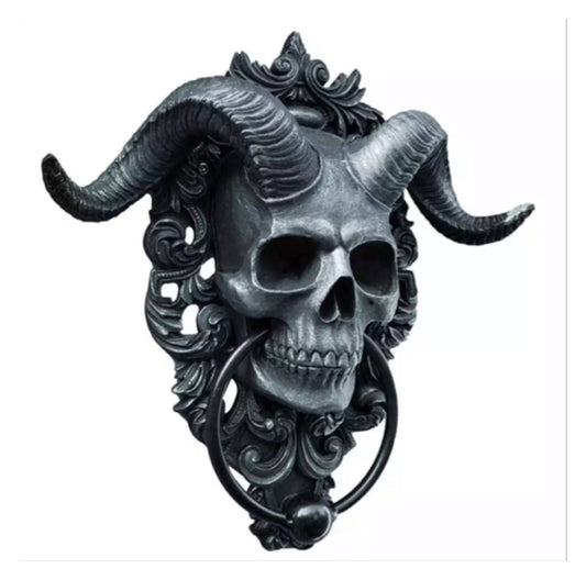 Door Knocker Skull Horns Gothic Small - The Renmy Store Homewares & Gifts 