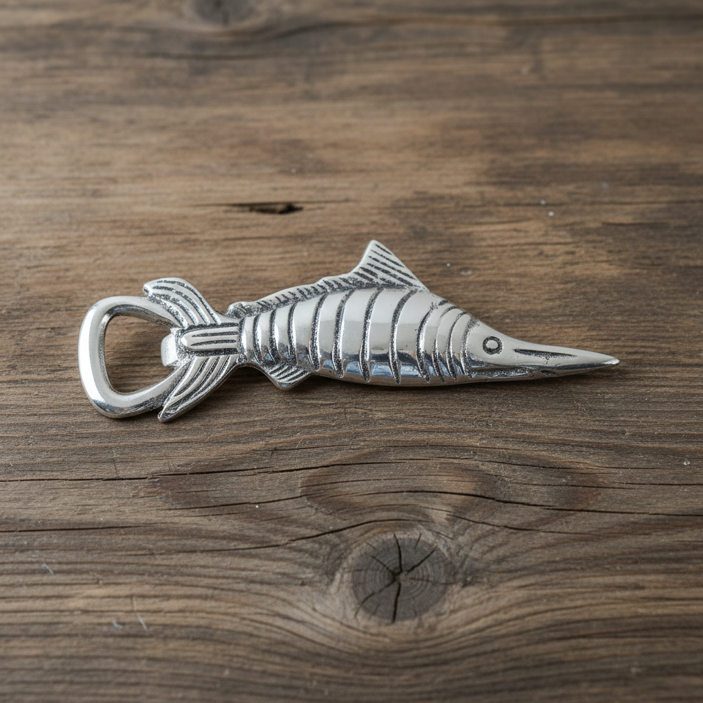 Marlin Fish Bottle Opener | Silver Aluminium | Fishing Boating Gift | Coastal Bar Decor