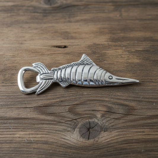 Marlin Fish Bottle Opener | Silver Aluminium | Fishing Boating Gift | Coastal Bar Decor