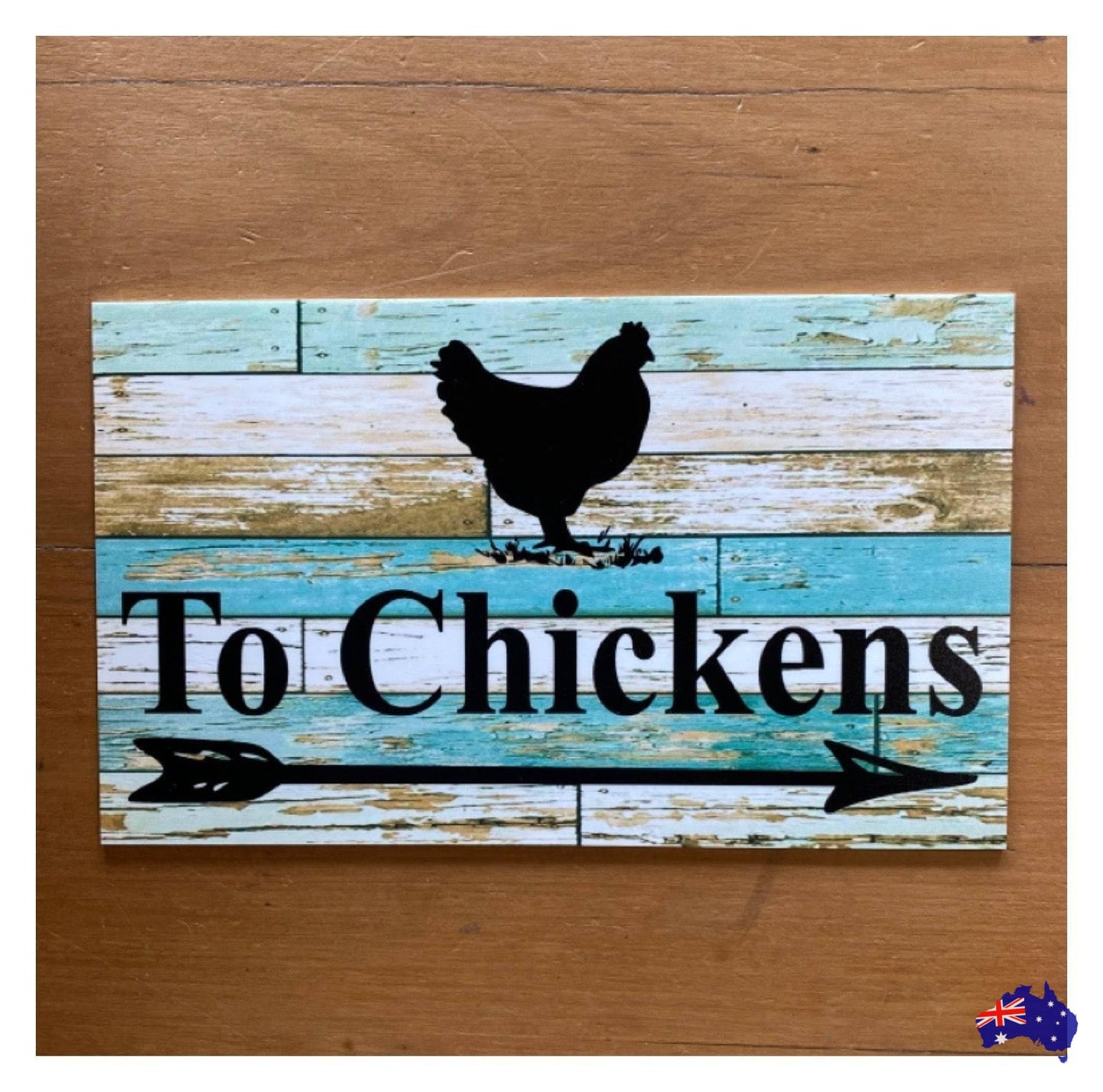 Chicken Hen Custom Personalised Sign Rustic Blue - The Renmy Store Homewares & Gifts 