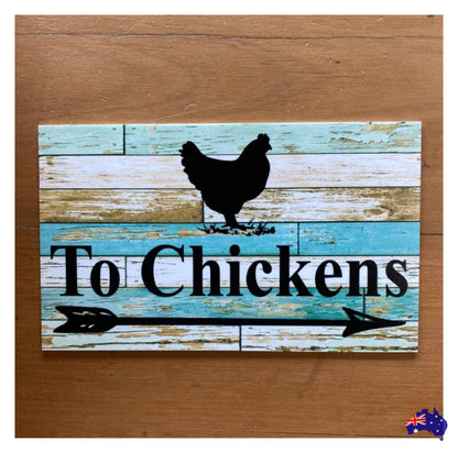 Chicken Hen Custom Personalised Sign Rustic Blue - The Renmy Store Homewares & Gifts 