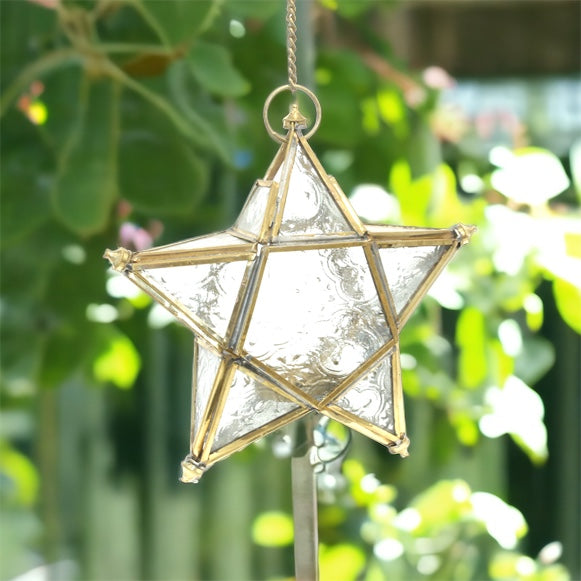 Candle Lantern Hanging Star Gold - The Renmy Store Homewares & Gifts 