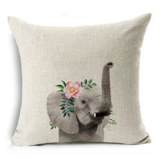 Cushion Cover Elephant Baby Cute Floral - The Renmy Store Homewares & Gifts 