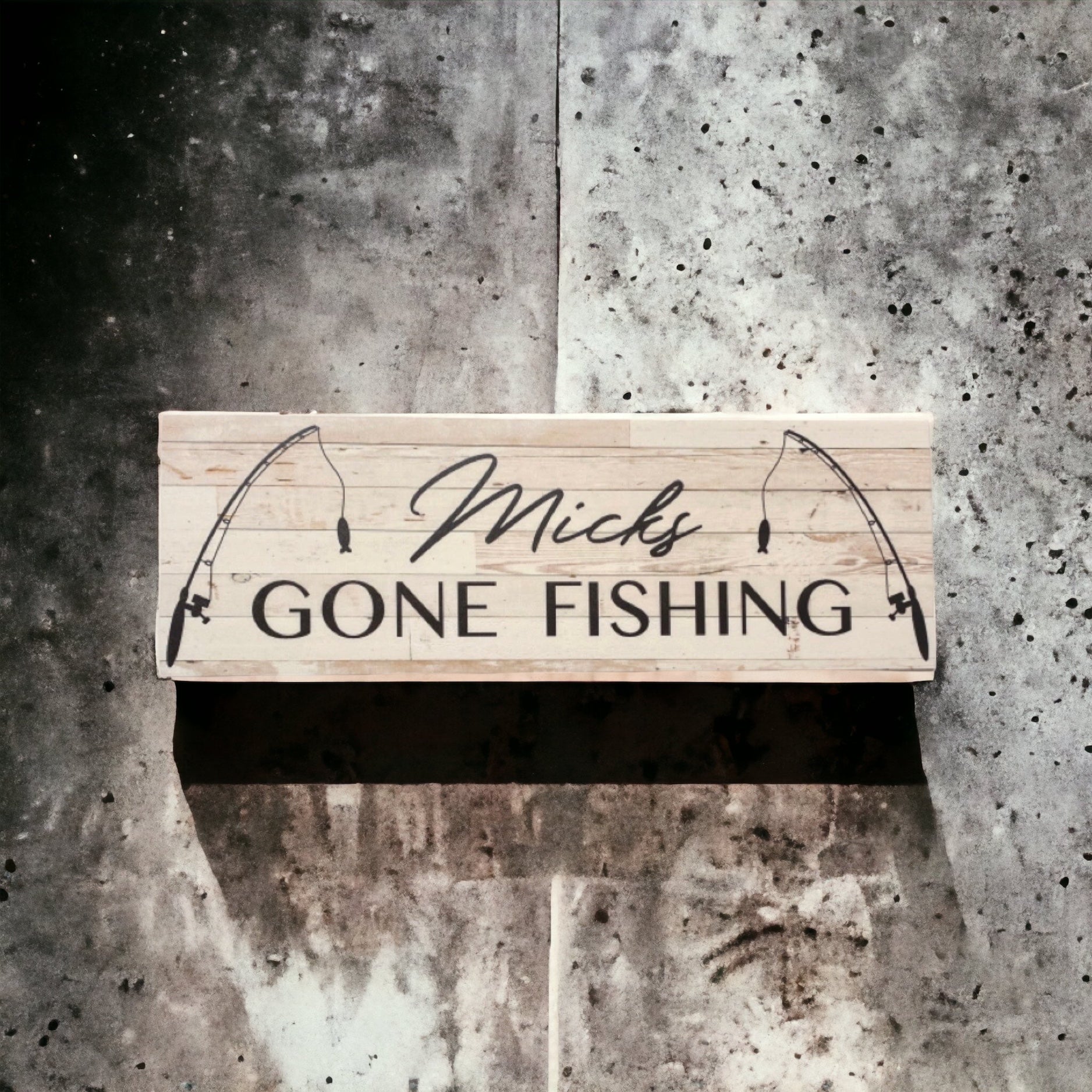 Gone Fishing Rustic Style Custom Sign - The Renmy Store Homewares & Gifts 