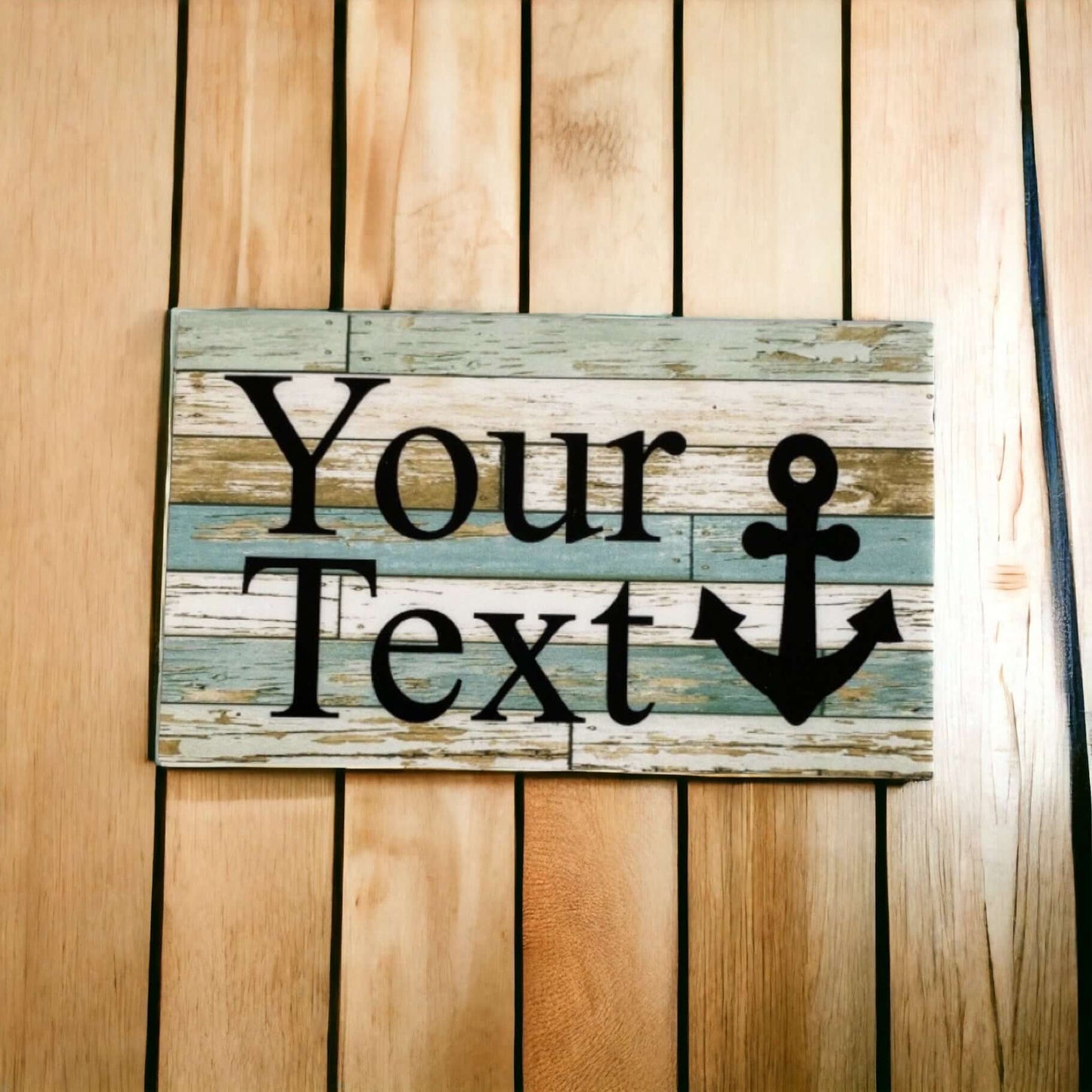 Anchor Nautical Blue Your Text Custom Wording Sign - The Renmy Store Homewares & Gifts 