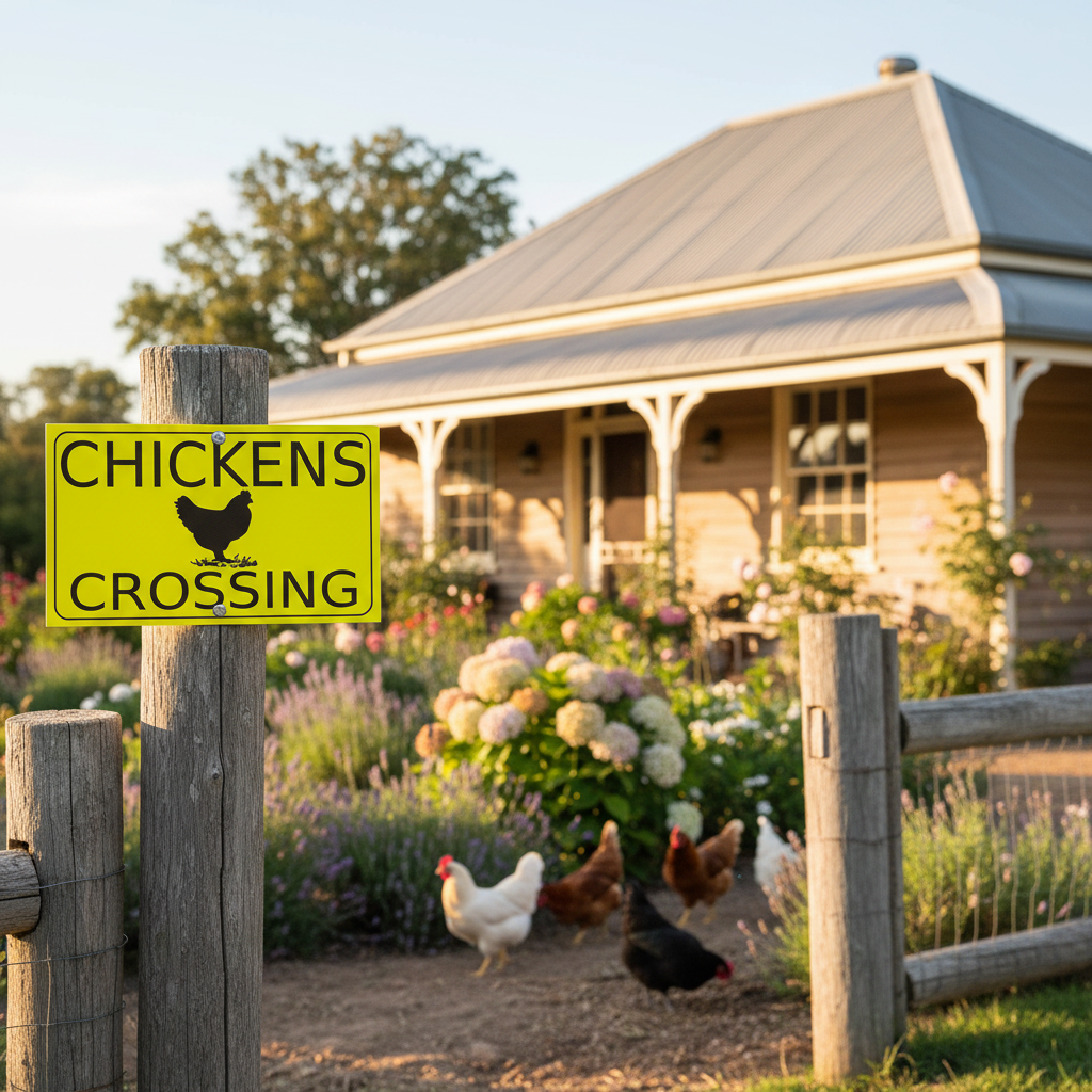 Chickens Crossing Sign | Aussie Made Outdoor Farm Sign