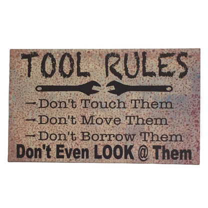 Tool Rules Man Shed Metal Style Sign - The Renmy Store Homewares & Gifts 