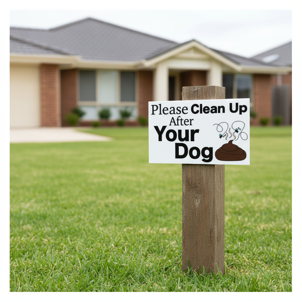 Dog Poo Lawn Clean Up Sign | Please Clean Up After Your Dog | Aussie Made