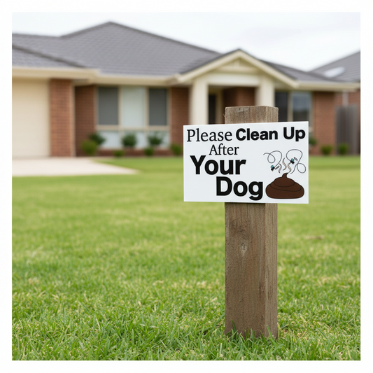 Dog Poo Lawn Clean Up Sign | Please Clean Up After Your Dog | Aussie Made