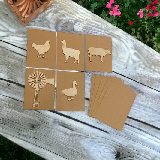 Card Envelope Greeting Set of 5 Country Farm