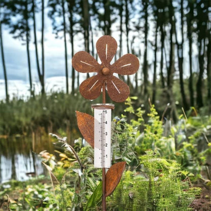 Rain Gauge Stake Flower Rustic Garden - The Renmy Store Homewares & Gifts 