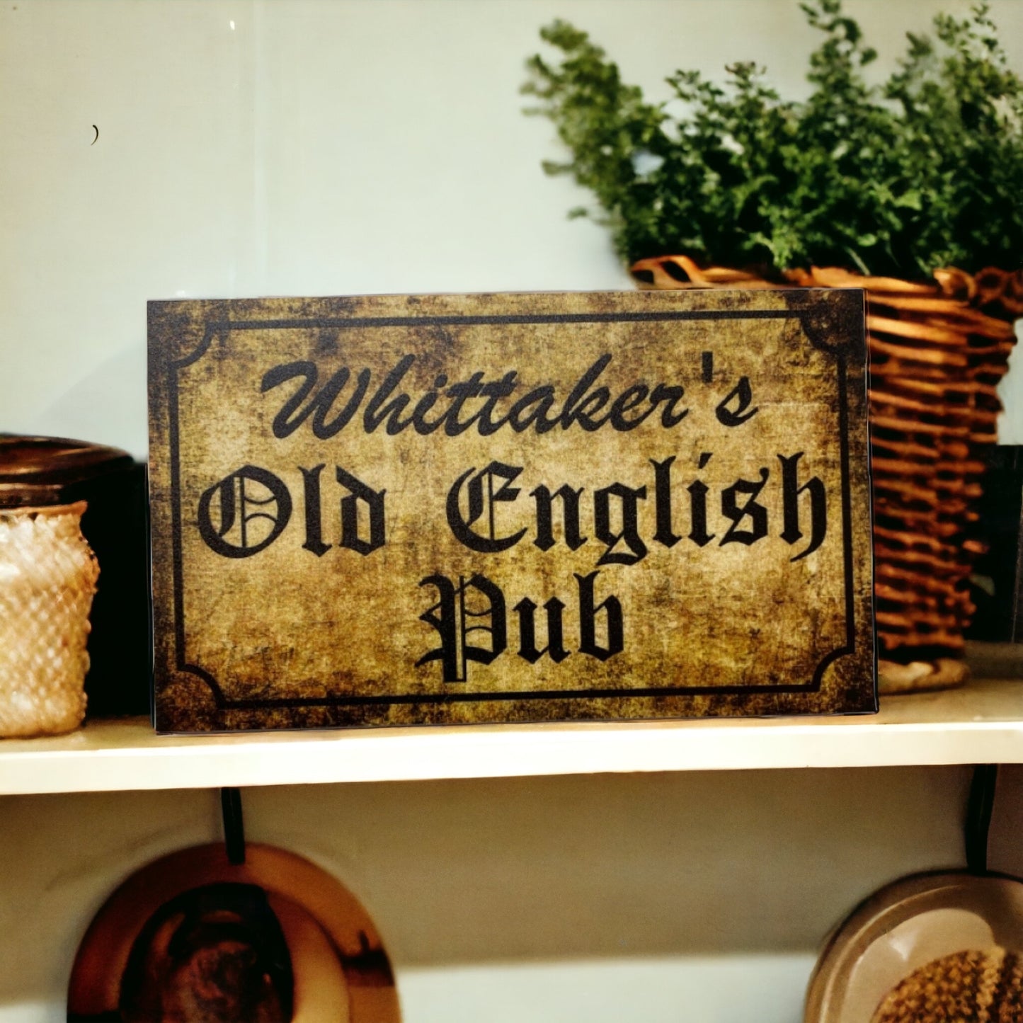 Old English Pub Personalised Name Custom Wording Sign - The Renmy Store Homewares & Gifts 