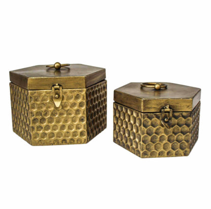 Box Set of 2 Gold Honeycomb Bee - The Renmy Store Homewares & Gifts 