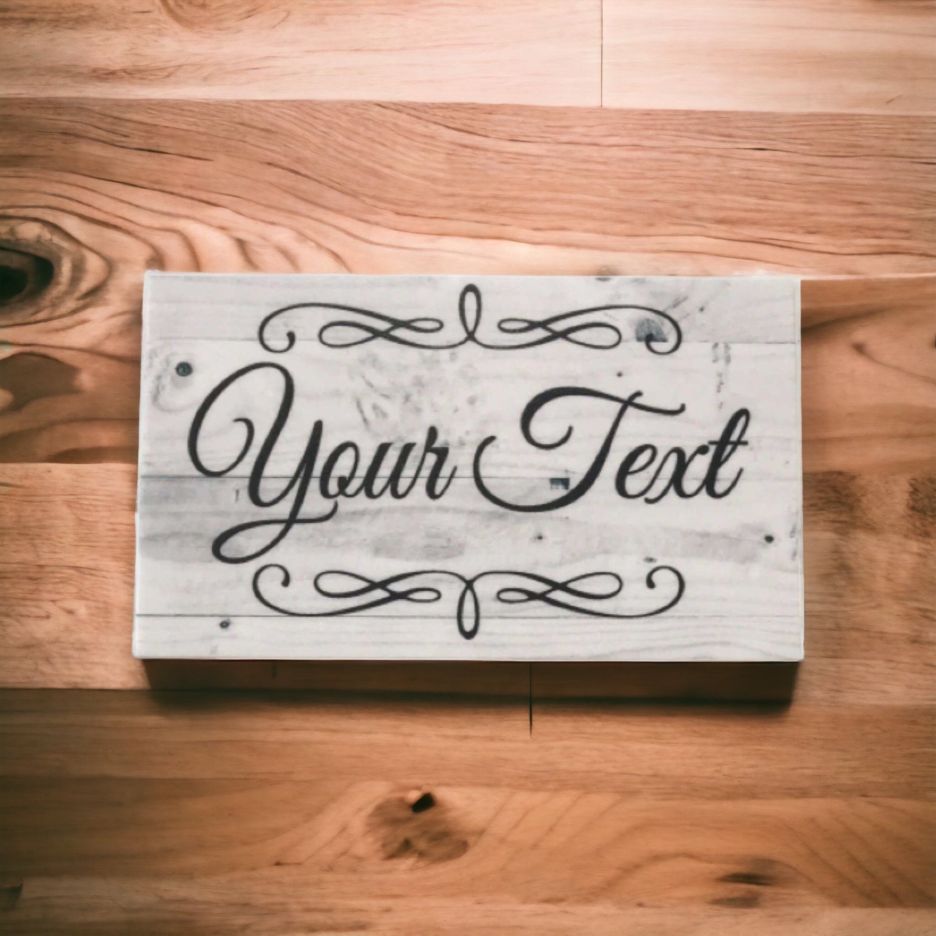 Custom Personalised Your Text Grey Scrolls Sign - The Renmy Store Homewares & Gifts 