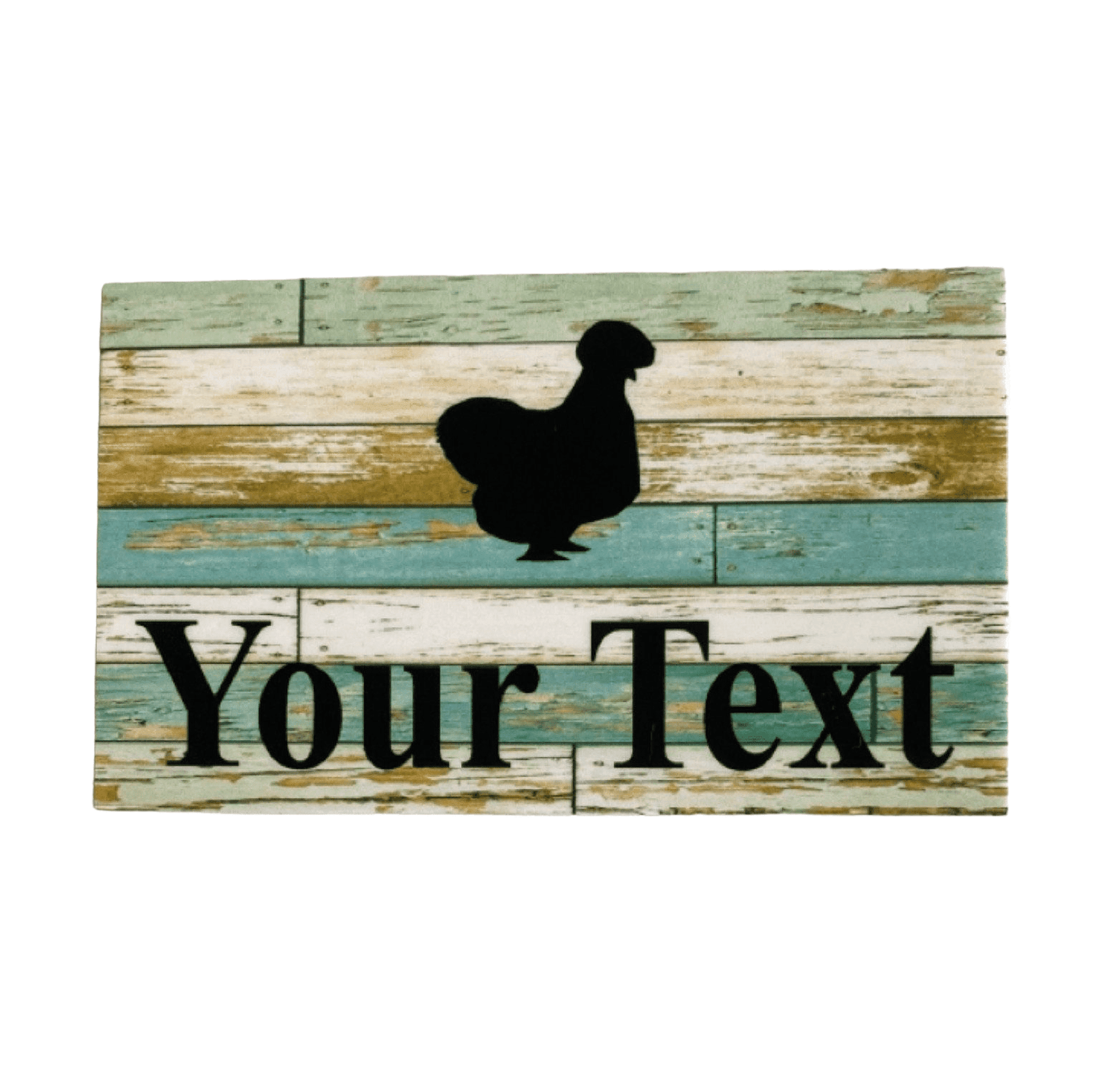 Silkie Chicken Custom Personalised Sign Rustic Blue - The Renmy Store Homewares & Gifts 