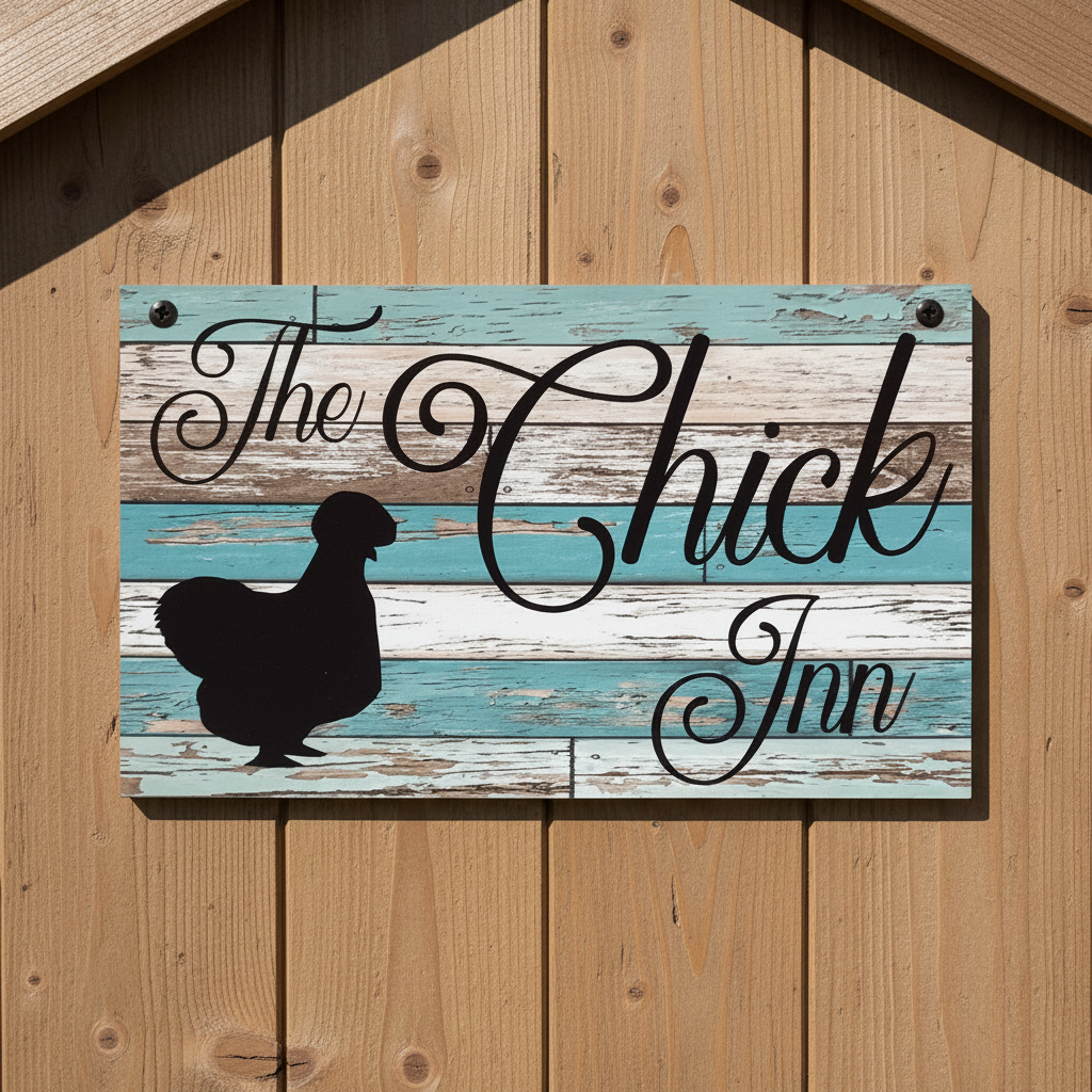 The Chick Inn Silkie Hen Chicken Blue Sign | Aussie Made