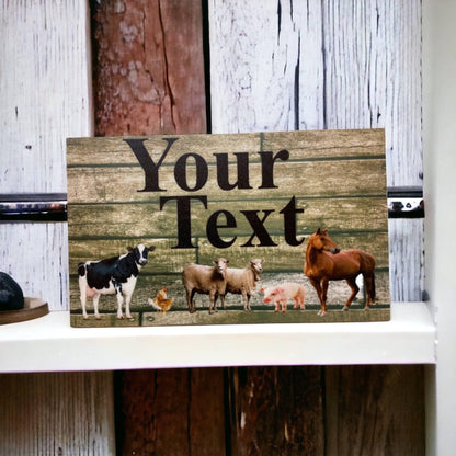 Your Text Custom Wording Farm Animals Sign - The Renmy Store Homewares & Gifts 