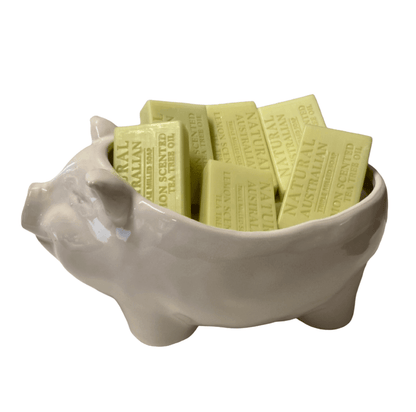 Pig Soap Holder Farmhouse Lemon Scented Soap Bathroom - The Renmy Store Homewares & Gifts 