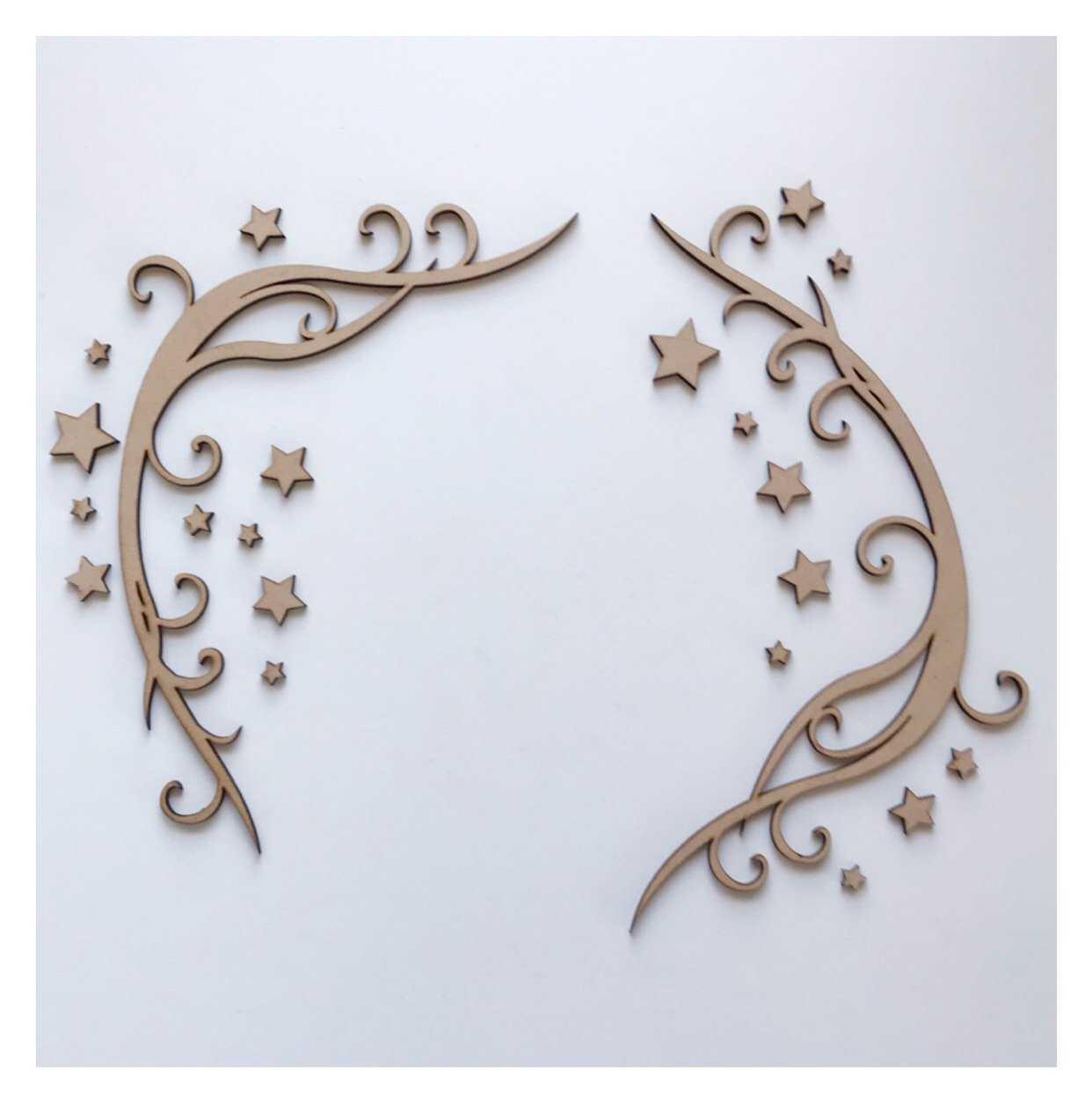 Decorative Scroll with Stars Border MDF Wooden - The Renmy Store Homewares & Gifts 