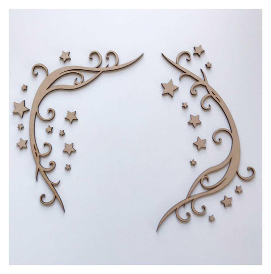 Decorative Scroll with Stars Border MDF Wooden - The Renmy Store Homewares & Gifts 