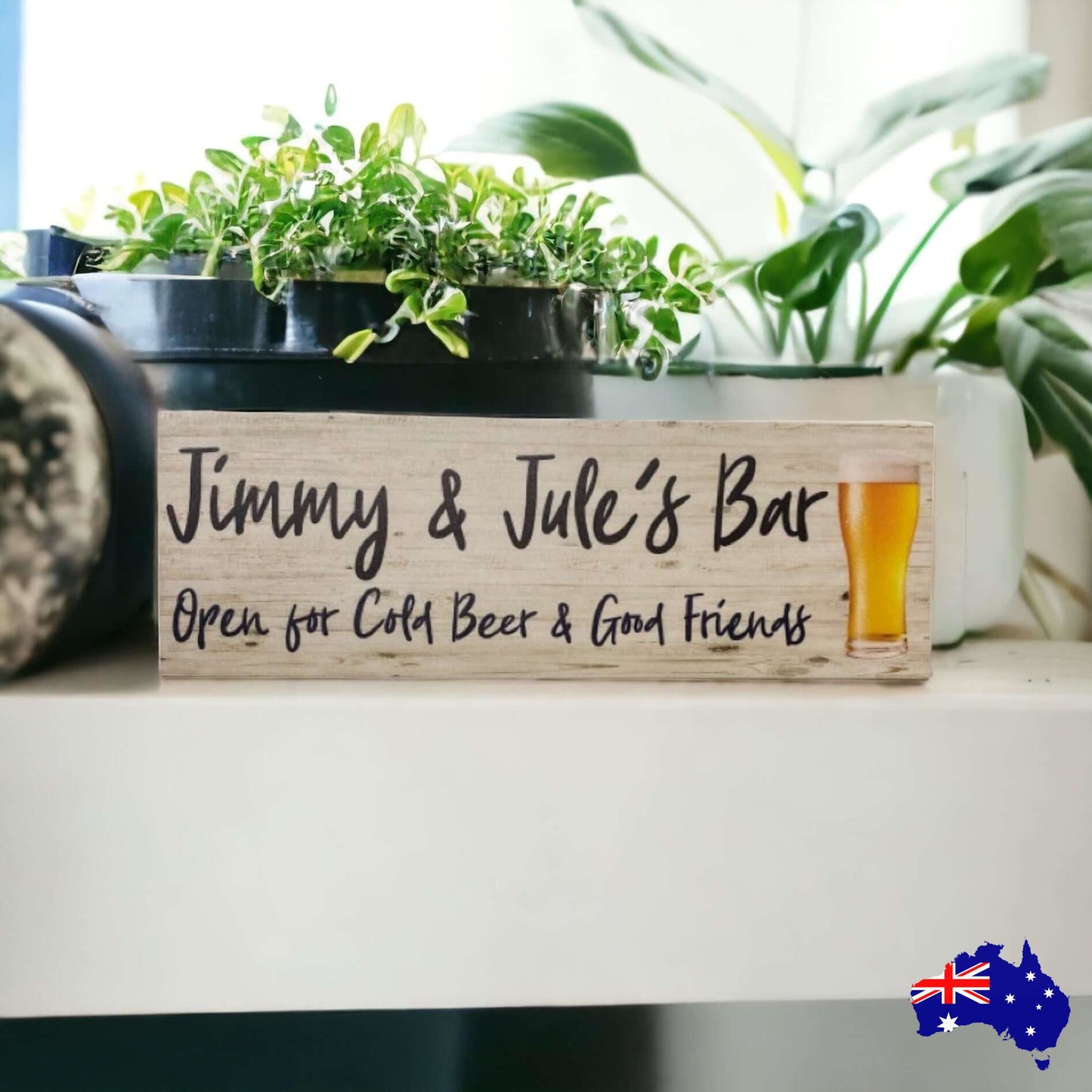 Bar Cold Beer Good Friends Custom Personalised Sign - The Renmy Store Homewares & Gifts 