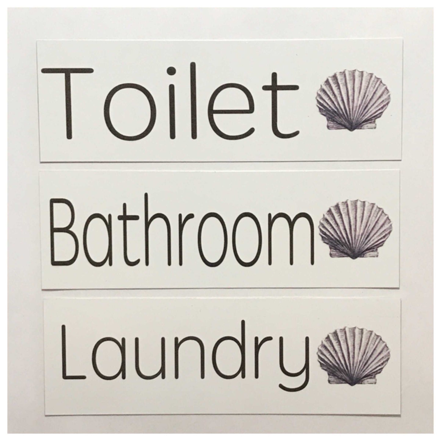 Grey Shells Shell Door Sign Toilet Laundry Bathroom - The Renmy Store Homewares & Gifts 