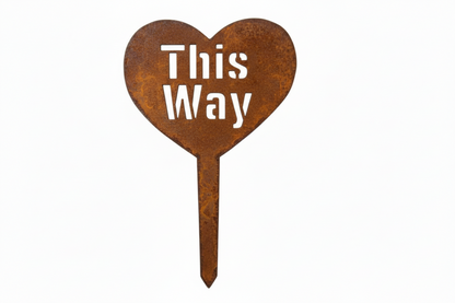 Heart Garden Stake Custom Personalised Name - Rusty Metal - Aussie Made