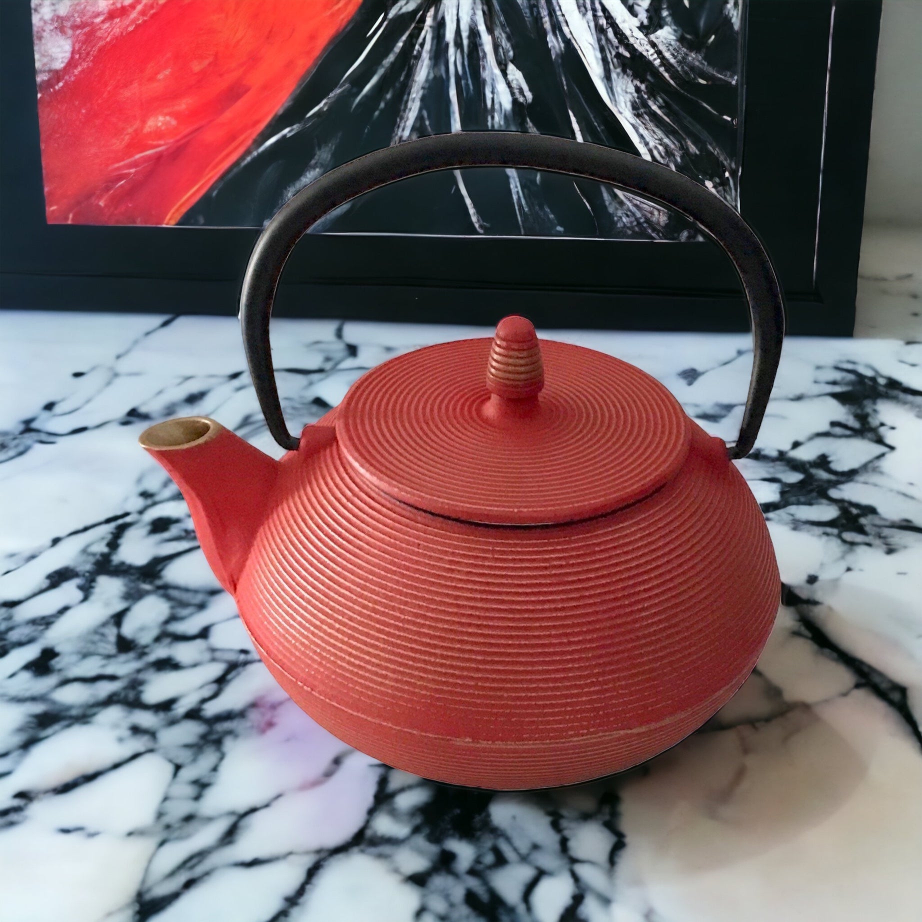 Teapot Cast Iron Red & Gold Wealth 800ml - The Renmy Store Homewares & Gifts 