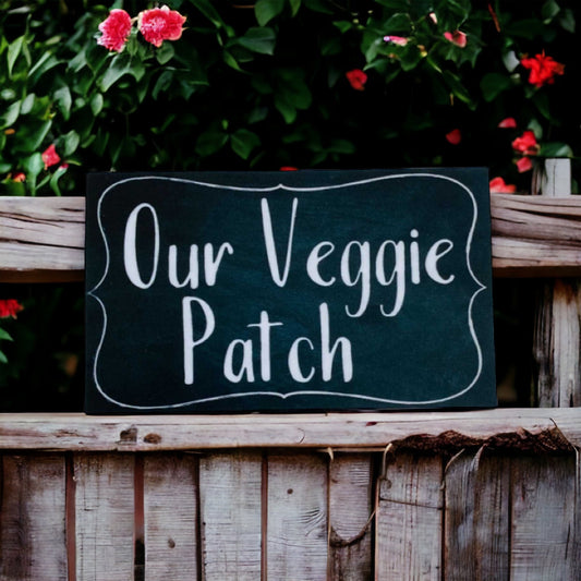 Our Veggie Patch Vintage Black Sign - The Renmy Store Homewares & Gifts 