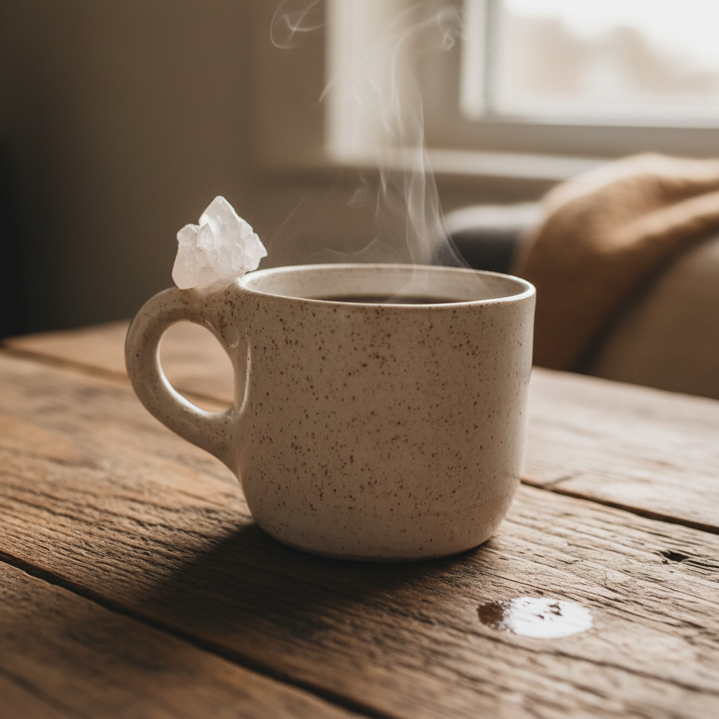 Handmade Clear Quartz Crystal Ceramic Mug — Lifestyle — Australian Made by Wolf and Clay
