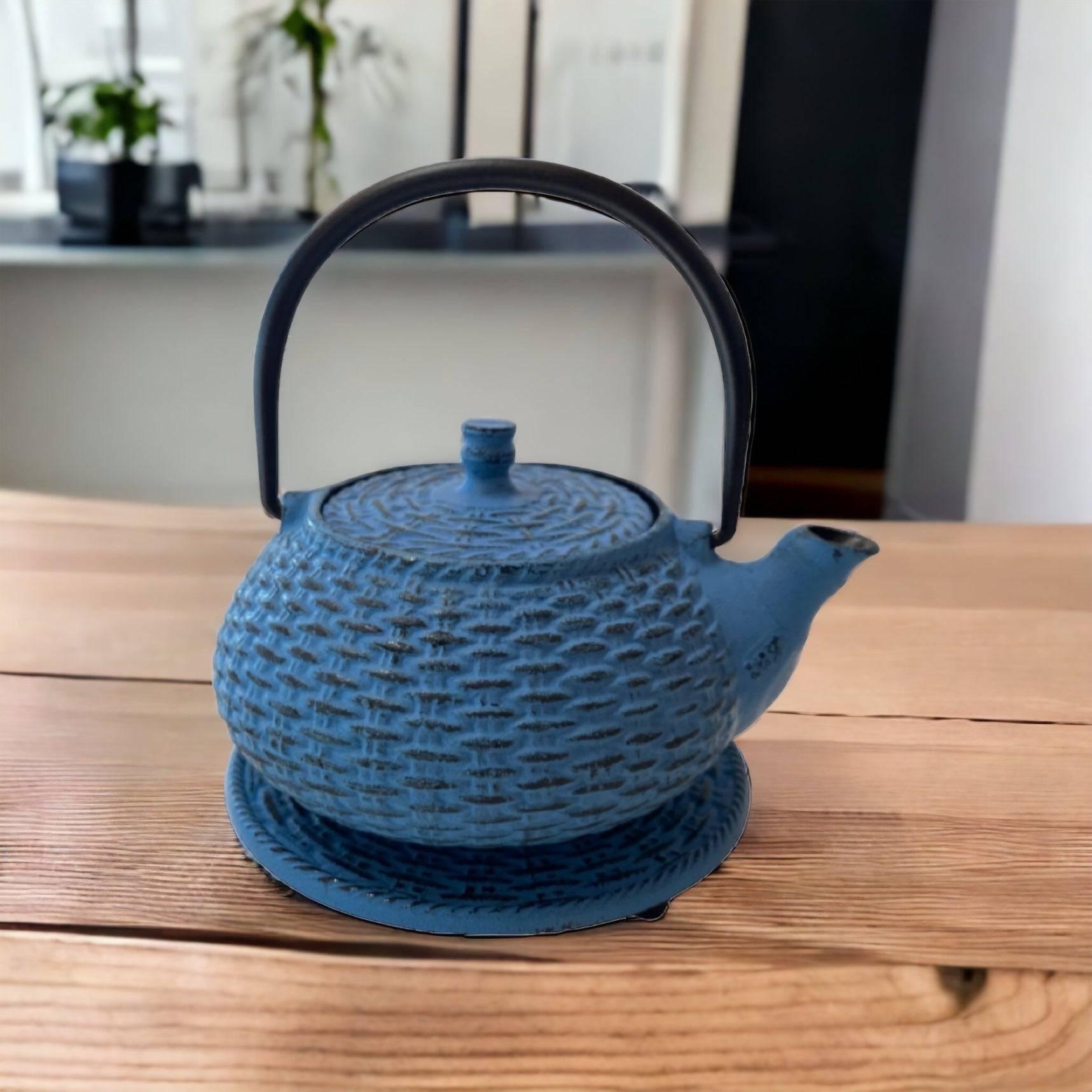 Teapot Cast Iron Blue Vintage - The Renmy Store Homewares & Gifts 