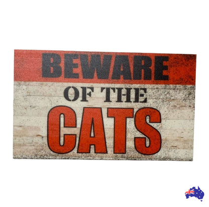 Beware Of The Cat or Cats Red Sign - The Renmy Store Homewares & Gifts 