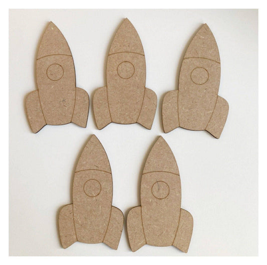 Rocket Spaceship x 5 Wooden MDF DIY Craft - The Renmy Store Homewares & Gifts 