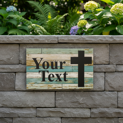 Cross Memorial Sign | Personalised Rustic Timber Look Aussie Made