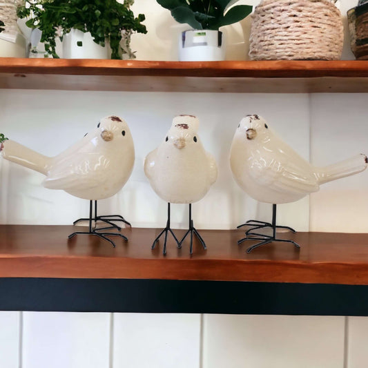 Bird Birds White Legs Décor Set Of 3 - The Renmy Store Homewares & Gifts 