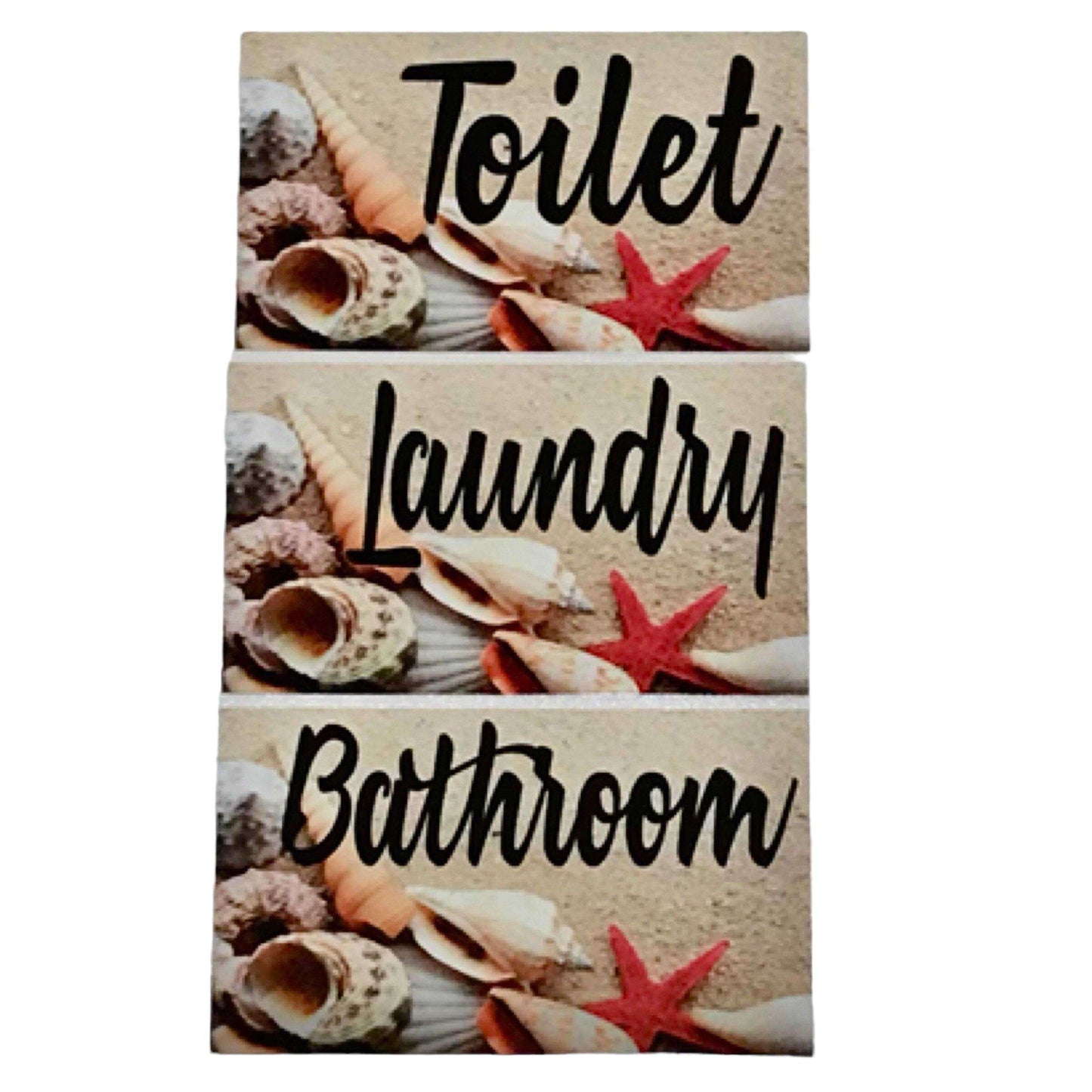 Beach Shells Starfish Toilet Laundry Bathroom Sign - The Renmy Store Homewares & Gifts 