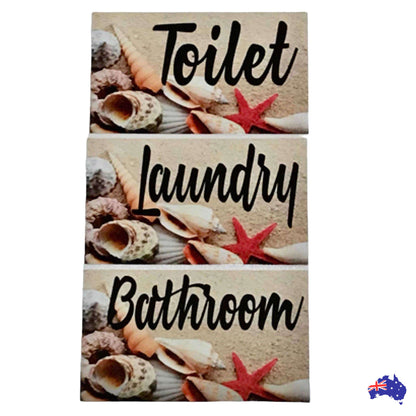 Beach Shells Starfish Toilet Laundry Bathroom Sign - The Renmy Store Homewares & Gifts 